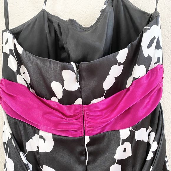 Betsy and Adam Formal Dress Size 4 Linda Bernell Black Floral Prom Halter - Picture 9 of 12